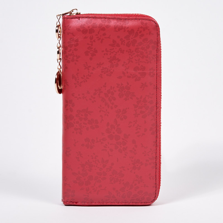 Large red patterned mat eco leather wallet - Accessories