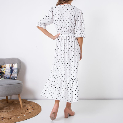 White women's long pea dress - Clothing