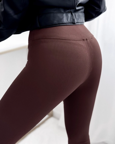 Women's leggings in brown with heart - Clothing