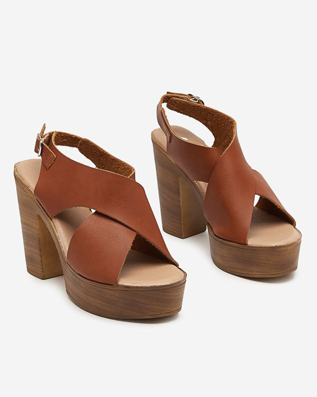Camel women's sandals on a high post Feridi - Footwear