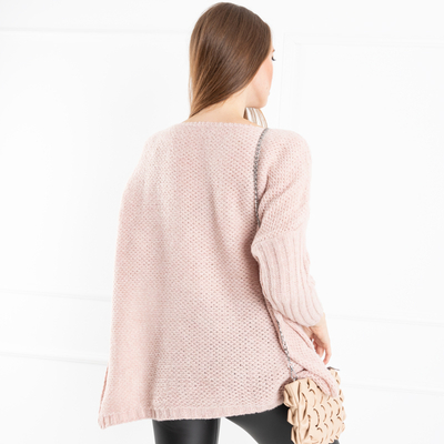 Light pink women's oversize sweater - Clothing