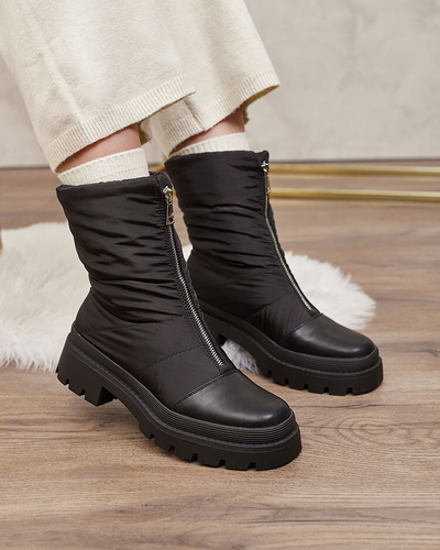 Royalfashion Женские сапоги на плоском каблуке черного цвета Tainve