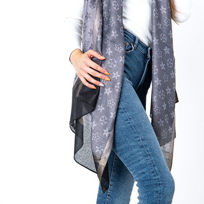 Gray patterned women's scarf - Accessories
