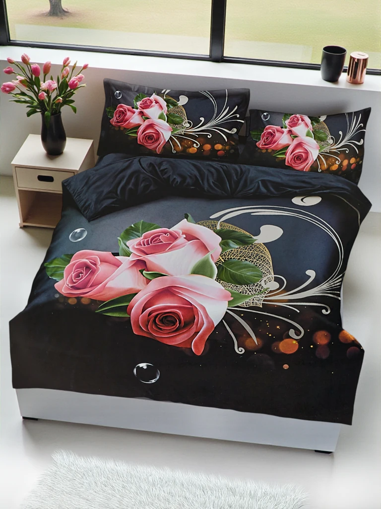 Milano Black and Pink Elegant Bedding Set