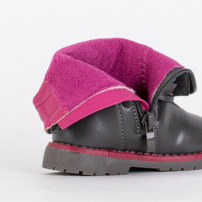 Pelēki bērnu zābaki no eko ādas Kisso - Apavi