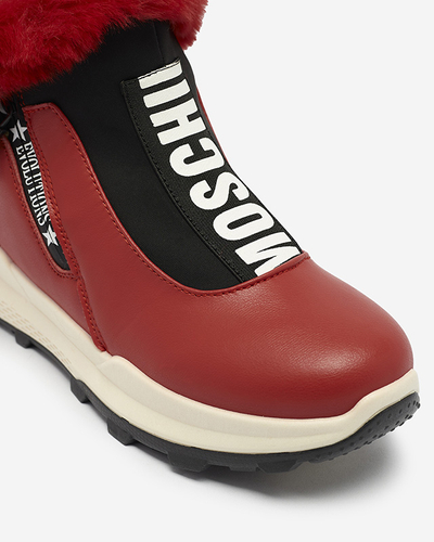 Sarkani sieviešu zābaki ar kažokādu Scherr- Footwear