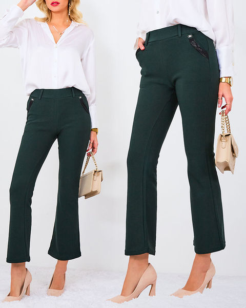 Royalfashion Темно-зеленые женские брюки из ткани a'la bells