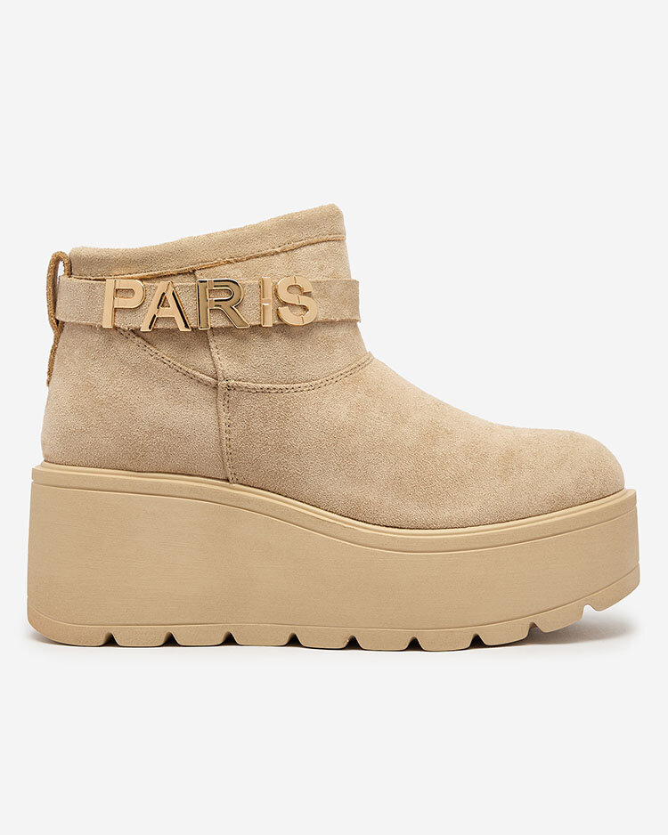 Royalfashion Beige women's shoes a'la snow boots with ornament Parisela