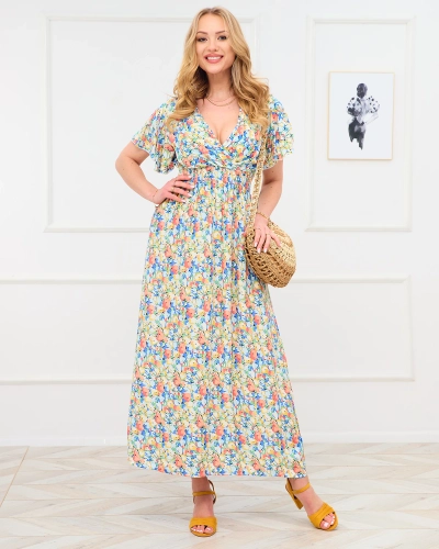 Yellow women's floral maxi dress - Clothing