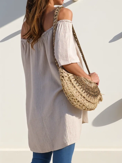 Royalfashion Women's cotton blouse a'la Spanish style with decorative buttons