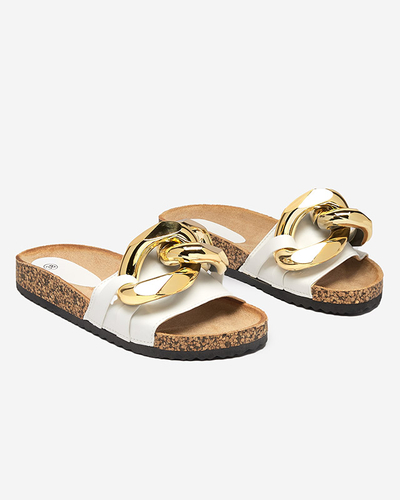 Royalfashion Белые женские шлепанцы с орнаментом Sofig