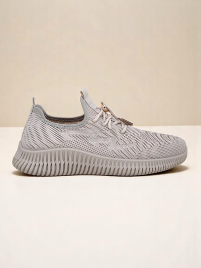 Aurelia Beige Royalfashion – Beige women's fabric laced sneakers