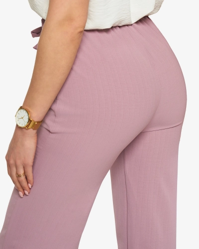 Purple women's wide fabric pants - Clothing