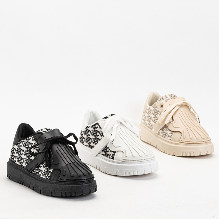 Black sports women's sneakers with Ibibis print - Footwear