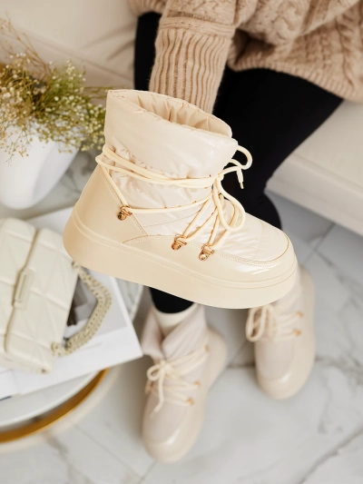 Royalfashion Women's slip-on snow boots in cream color Dabenda