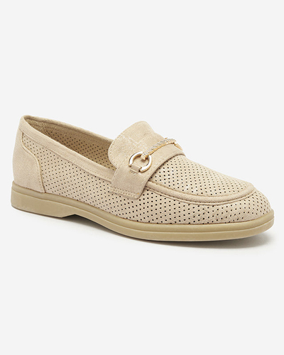 Женские мокасины с орнаментом бежевого цвета Ziragge- Footwear