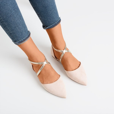 Beige women's ballerinas with flat heels Vosia - Footwear