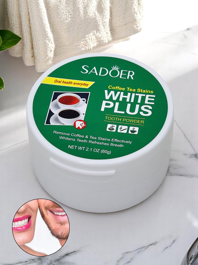 Sadoer Whitening tooth powder removing stains from coffee and tea