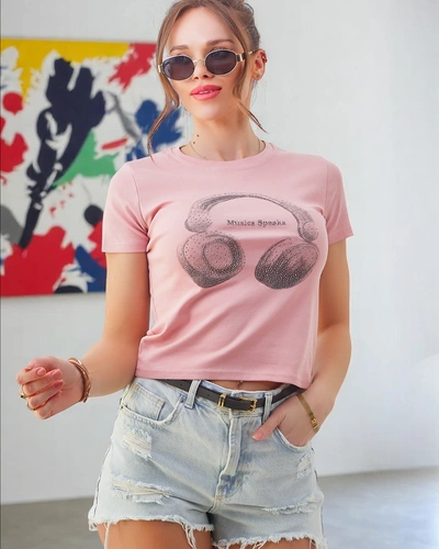 Royalfashion Women's cotton t-shirt with Music Speaking print