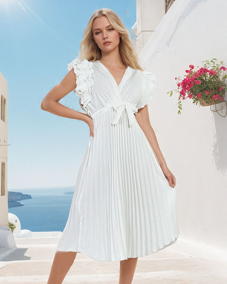 Royalfashion Sieviešu plisēta midi kleita