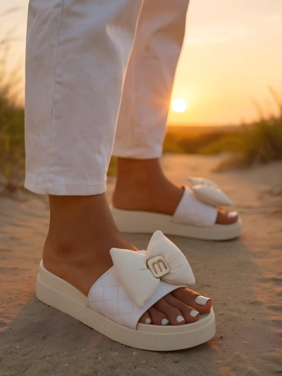 Royalfashion Uman Platform Slipis wit Bow Mivo Jump