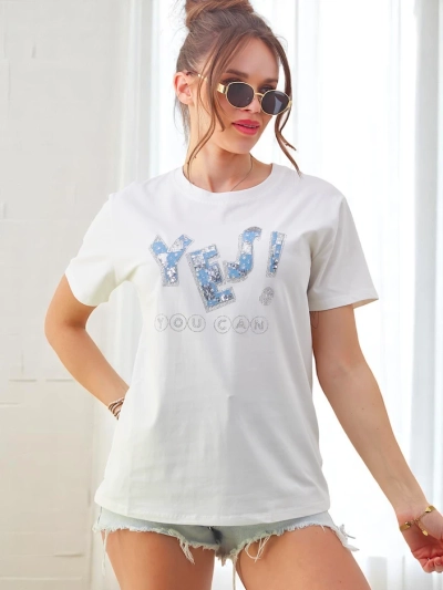 Royalfashion Sieviešu kokvilnas T-krekls Jā!