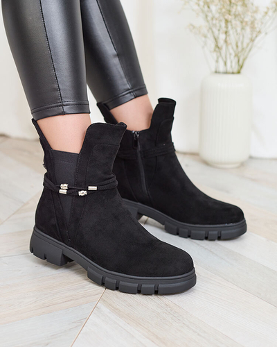 Royalfashion Black women's boots with decorative strap Dafflo