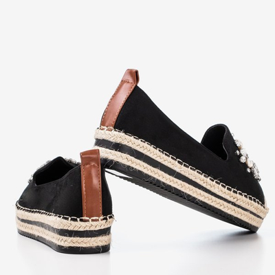 Black espadrilles on a platform with crystals Mraque - Footwear 1