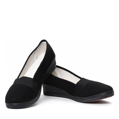 Czarne baleriny na koturnie z gumką Merry- Obuwie