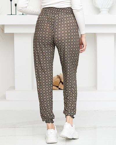 Black and yellow women's printed trousers - Clothing