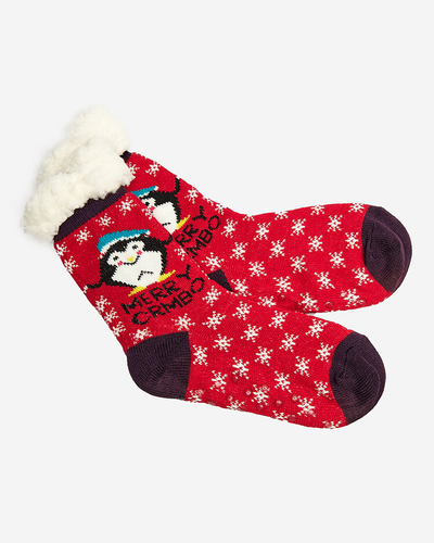 Red women's socks with Christmas pattern - Underwear