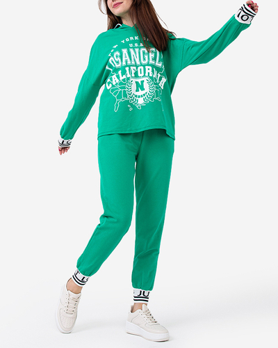 Green women's sports tracksuit set - Clothing
