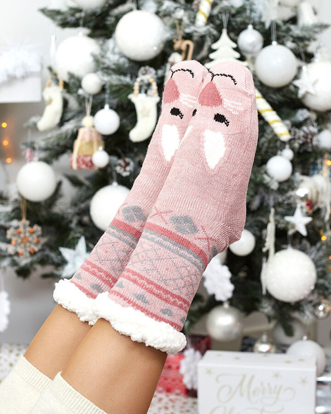 Red women's socks with Christmas pattern - Underwear