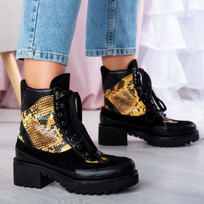 Black snakeskin imitation bags on a pole - Footwear