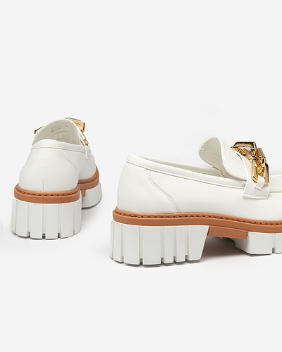 White women's shoes with a golden addition Plirose - Footwear
