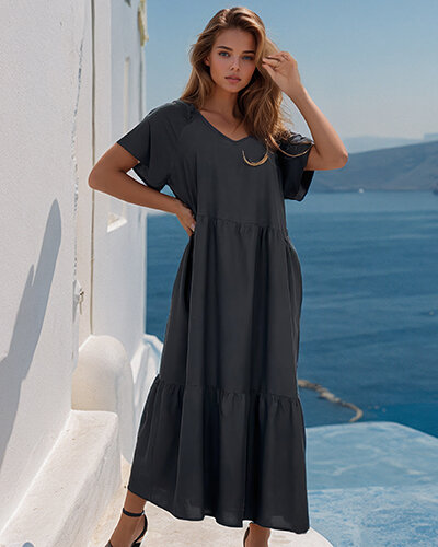 Royalfashion Women's simple midi dress