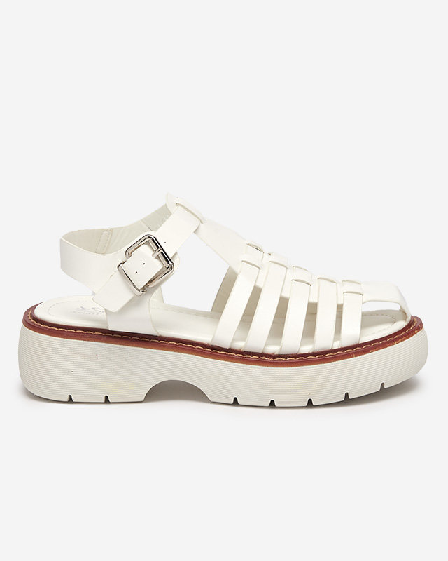OUTLET Women's white sandals on a massive Leteris sole - Footwear