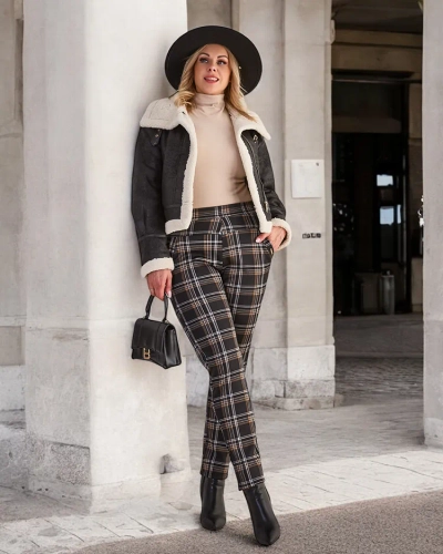 Royalfashion Warmed sieviešu tegingu bikses PLUS SIZE