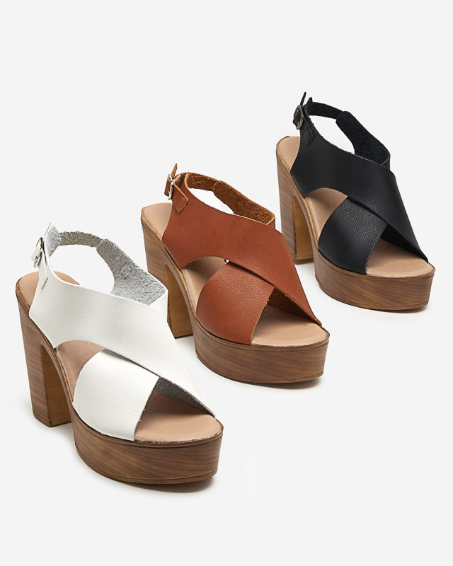 White women's sandals on a high post Feridi - Footwear