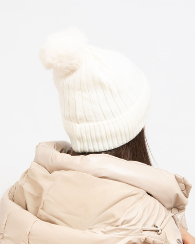 Royalfashion White women's insulated cap with pompom