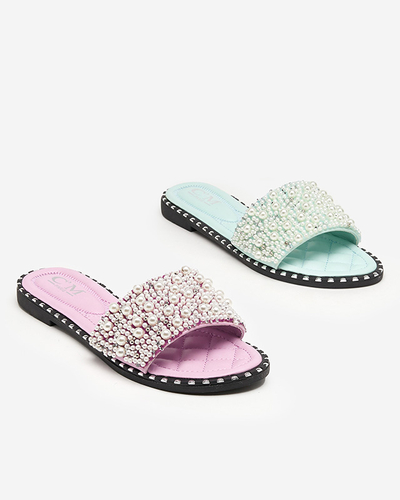 Women's slippers with pearls in purple Loppo - Footwear