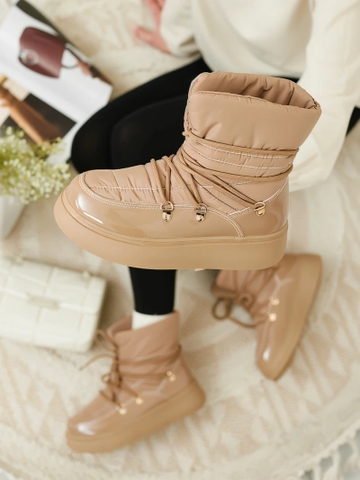 Royalfashion Women's slip-on snow boots in brown color Dabenda
