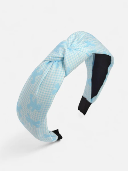 Royalfashion Opaska do włosów z pleceniem w kratkę i misie