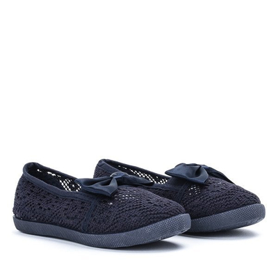 OUTLET Girls' navy blue sneakers with a satin bow Sugar Boomb - Footwear