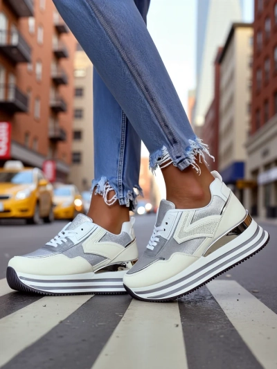 Royalfashion Women's Sneakers with Glitter Borovis