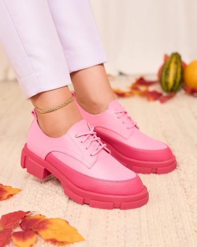Royalfashion Pink Women's Matte Half Shoes on a Solid Sole Trendy Chunky