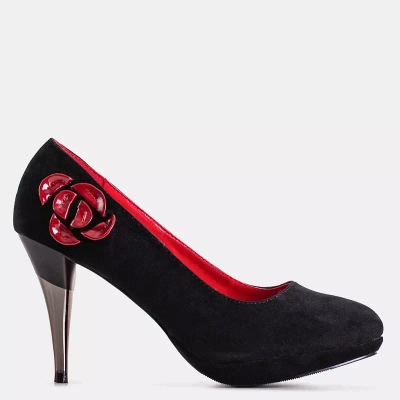 OUTLET Black pumps on a stiletto heel with Misteral decoration - Shoes