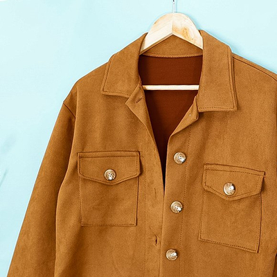 Women's brown eco-suede oversize shirt jacket - Clothing