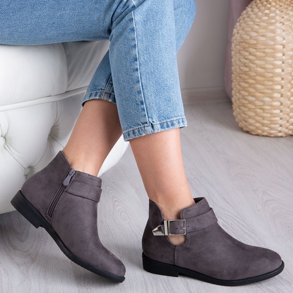 Szare sztyblety ze srebrną klamrą Stefania - Obuwie