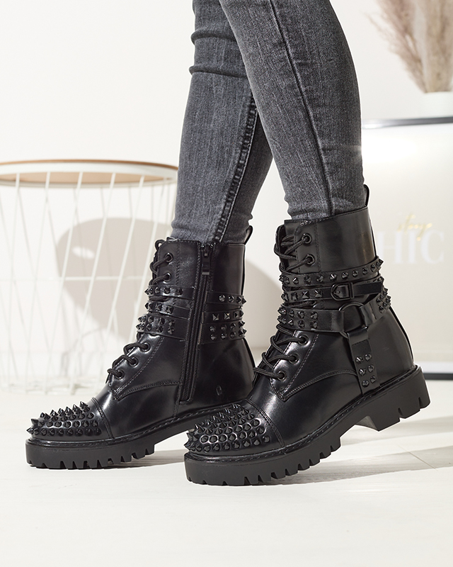 Black women's bagger boots with studs Fioppo - Footwear